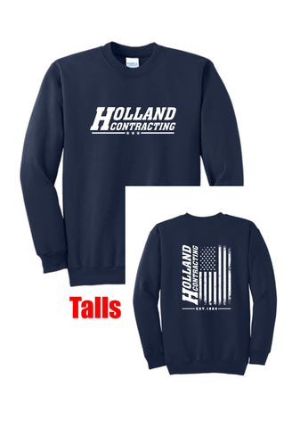 Holland Contracting - Tall Crewneck Sweatshirt | Flag Design