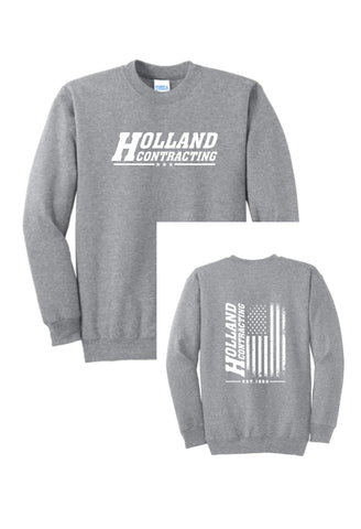 Holland Contracting - Tall Crewneck Sweatshirt | Flag Design