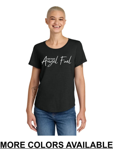 CFF - Allmade® Women’s Relaxed Tri-Blend Scoop Neck Tee | Mom Power, Angel Fuel