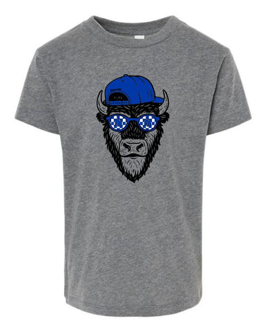 NI Holiday 2025 -Toddler Fine Jersey Tee | Bison Mascot Sunglasses