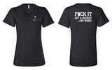 NKGC - Black BELLA + CANVAS Women’s Relaxed Jersey V-Neck Tee | Bucket Design