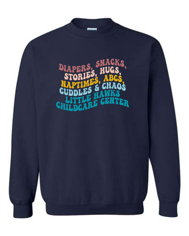 Little Hawks Childcare Center Unisex Crew Sweatshirt |Retro Design|