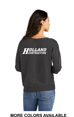 Holland Contracting -  Port & Co™ Women's Beach Wash® Garment-Dyed V-Neck Sweatshirt