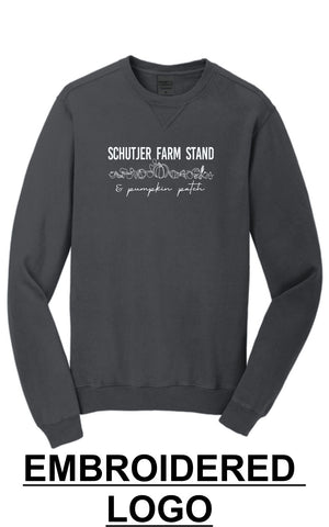 Schutjer Farm Stand - Port & Co™ Beach Wash® Garment-Dyed Crewneck Sweatshirt | Embroidered