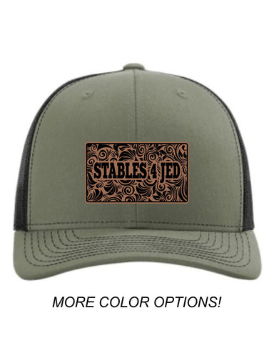 S4J -  Snapback Trucker Cap with Leather Patch  | Rustic Name Tag