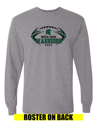 NU FB '25 - Grey Dryblend Long Sleeve Tee w/Roster | Youth & Adult
