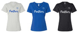 CS Spirit Shop - Women’s Relaxed Jersey V-Neck Tee |Script Panthers - Glitter Option|