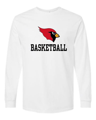 GHV Basketball '25 - White Long Sleeve Tee - Adult, Talls | Cardinal Design