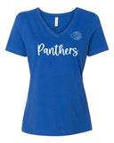 CS Spirit Shop - Women’s Relaxed Jersey V-Neck Tee |Script Panthers - Glitter Option|