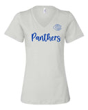 CS Spirit Shop - Women’s Relaxed Jersey V-Neck Tee |Script Panthers - Glitter Option|