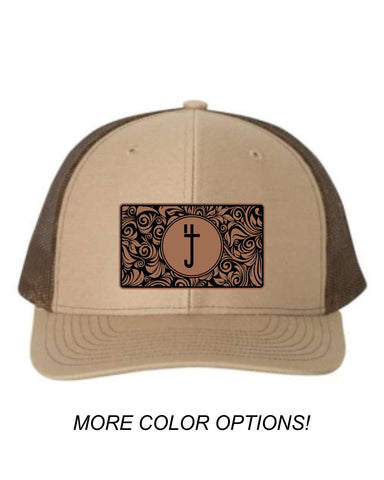 S4J -  Snapback Trucker Cap with Leather Patch  | Rustic S4J Emblem