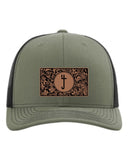 S4J -  Snapback Trucker Cap with Leather Patch  | Rustic S4J Emblem