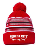 FC Marching Band ‘26- 12" Striped Pom-Pom Cuffed Beanie