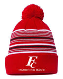 FC Marching Band ‘26- 12" Striped Pom-Pom Cuffed Beanie