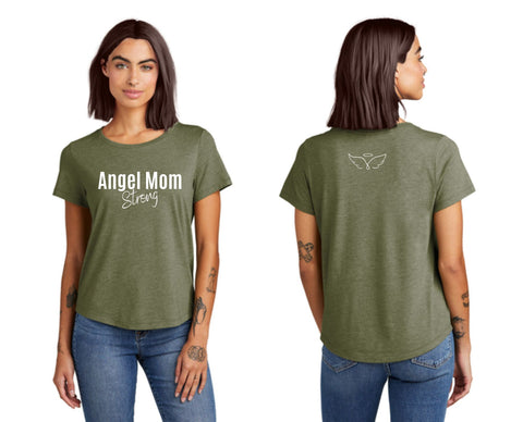 CFF- Olive You Green - Women’s Relaxed Tri-Blend Scoop Neck Tee {Angel Mom Strong}