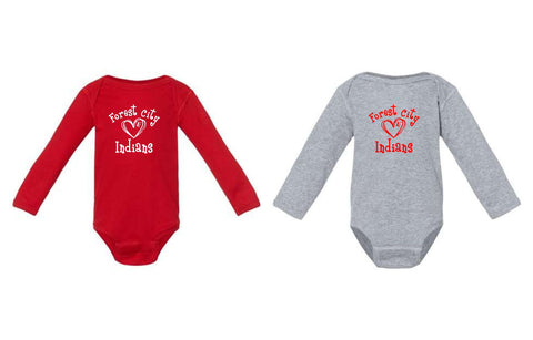 FC Spirit Shop - |FC Indians Heart| Infant Long Sleeve Baby Rib Bodysuit