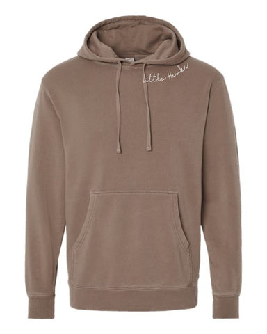 Little Hawks Childcare Center - Unisex Midweight Pigment-Dyed Hooded Sweatshirt |Collar Design|