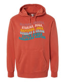 Little Hawks Childcare Center - Unisex Midweight Pigment-Dyed Hooded Sweatshirt |Retro Design|