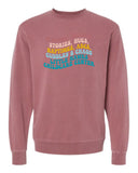 Little Hawks Childcare Center - Unisex Midweight Pigment-Dyed Crewneck Sweatshirt |Retro Design|