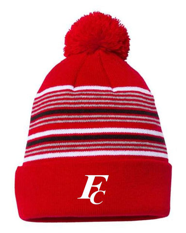 FC Spirit Shop - 12" Striped Pom-Pom Cuffed Beanie