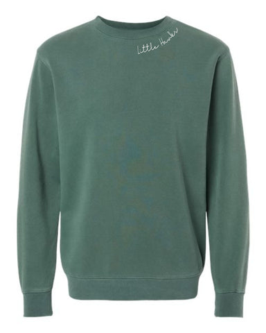 Little Hawks Childcare Center - Unisex Midweight Pigment-Dyed Crewneck Sweatshirt |Collar Design|