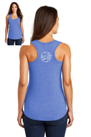 A.C. - Women's Triblend Racerback Tank Back Print {Basketball+Signature}