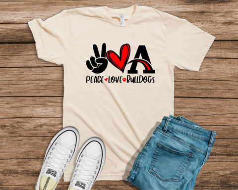 Bulldogs Peace Love Tee