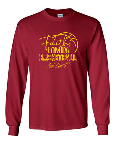 A.C. - Long Sleeve Tee *Faith, Family, Basketball-Gold Print*