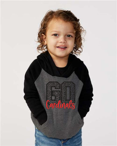 GHV Holiday '22 - GO CARDINALS Toddler/Youth Special Blend Raglan Hooded Sweatshirt