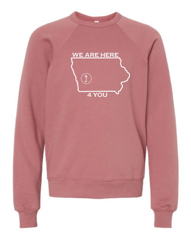 S4J -BELLA + CANVAS - Youth Sponge Fleece Crewneck Sweatshirt  | Here 4 You {front}