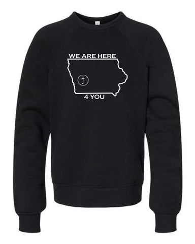 S4J -BELLA + CANVAS - Youth Sponge Fleece Crewneck Sweatshirt  | Here 4 You {front}