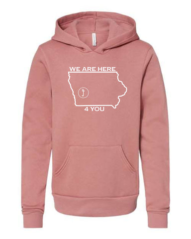 S4J - BELLA + CANVAS - Youth Unisex Sponge Fleece Hoodie | Here 4 You {front}