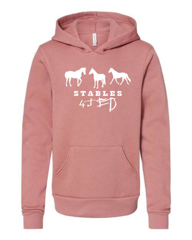 S4J - BELLA + CANVAS - Youth Unisex Sponge Fleece Hoodie | 3 Horses