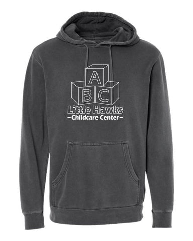 Little Hawks Childcare Center - Unisex Midweight Pigment-Dyed Hooded Sweatshirt