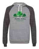 Hidden Lakes Campground JERZEES - Snow Heather French Terry Pullover Hood Sweatshirt