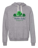 Hidden Lakes Campground JERZEES - Snow Heather French Terry Pullover Hood Sweatshirt