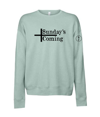 S4J - Bella+Canvas Unisex Sponge Fleece Drop Shoulder Crewneck Sweatshirt | Sunday's Coming