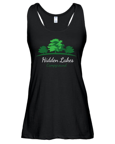 Hidden Lakes Campground BELLA + CANVAS - Women's Flowy Racerback Tank